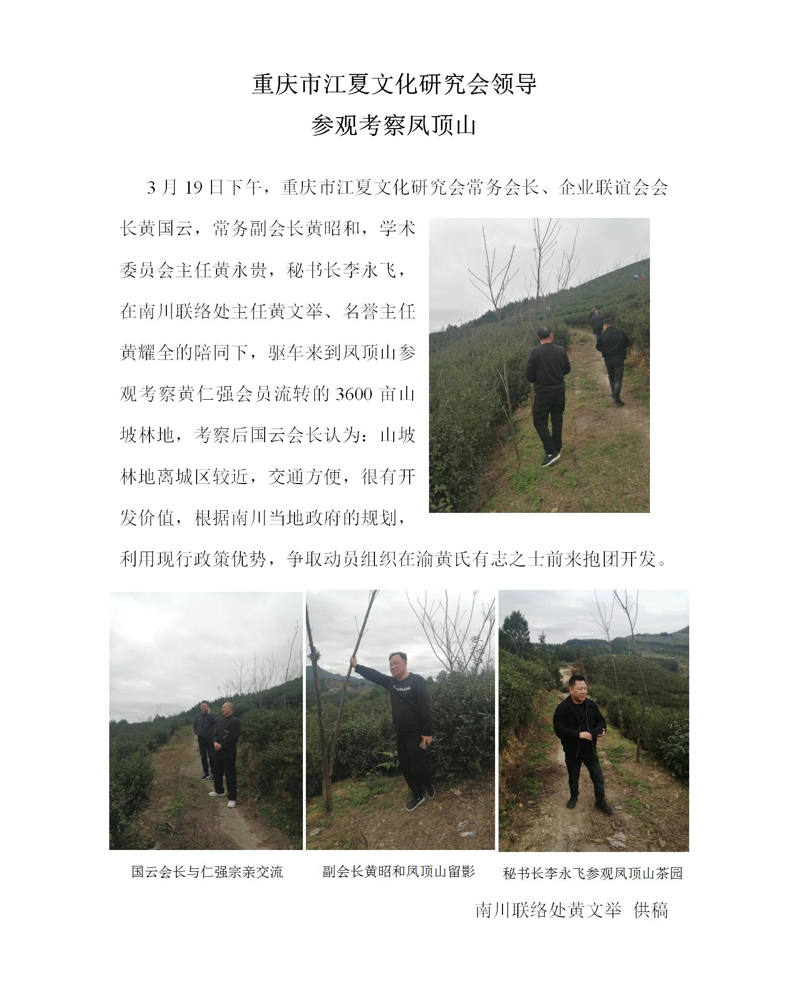 【南川联络处】重庆市江夏文化研究会领导参观考察南川凤顶山